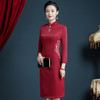 上海旗袍厂JC-62302旗袍连衣裙喜婆婆礼服年轻加绒加厚高贵秋冬季婚礼 商品缩略图3