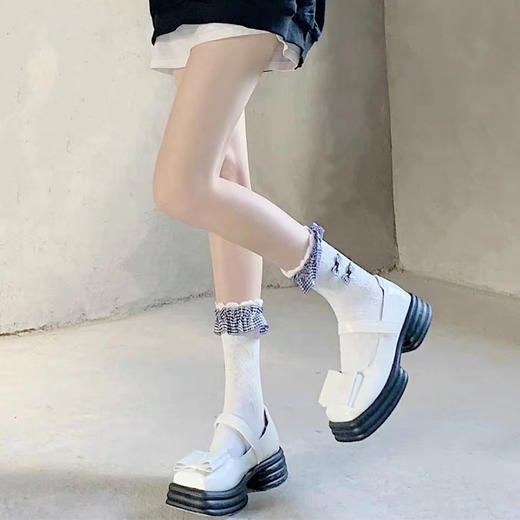 2022春季袜类给足想象格纹蝴蝶结8线上预售145496158 商品图2