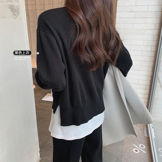 金蘑菇菇【舒芙蕾登机套装】好打理的羊毛～披个外套出门针织套装 商品图0