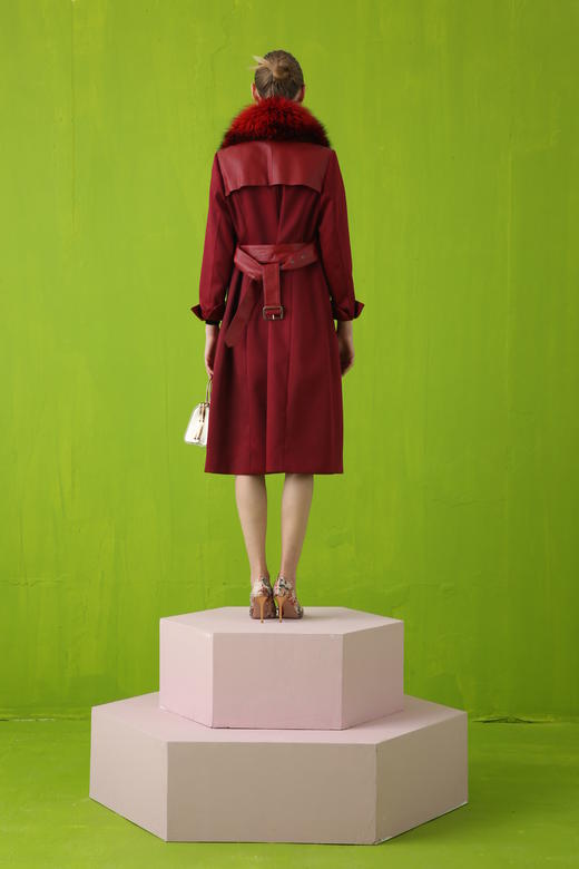 【伯妮斯茵】中长款贵气毛领长皮衣 6P4155 商品图7