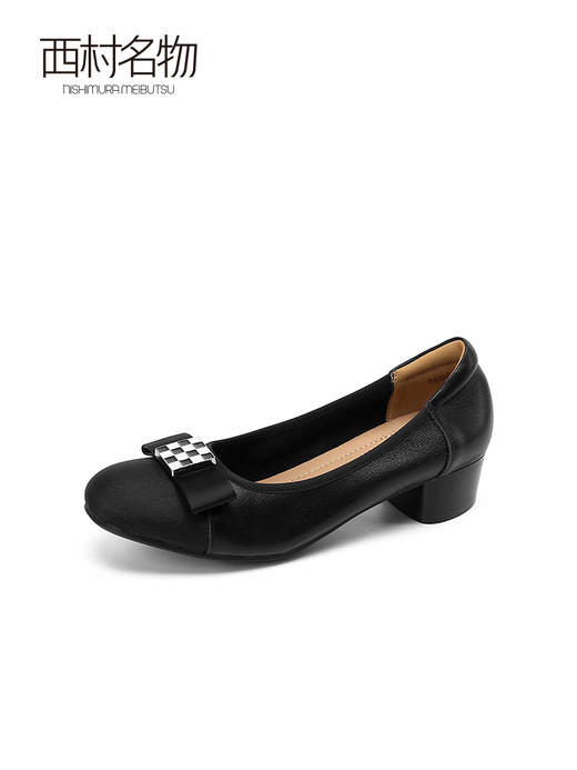 西村名物2022春季新款甜美通勤气质女浅口棋盘格一脚蹬单鞋T22AE19451 商品图2