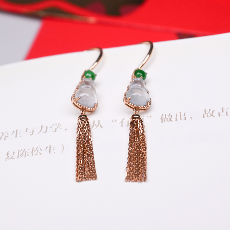 翡翠葫芦流苏耳环【定制】