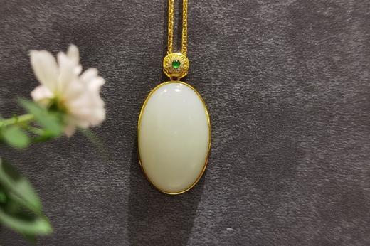 【御珠宫坊】金镶羊脂白玉吊坠 商品图6