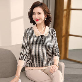 QLHK11C8803 2021新款妈妈洋气上衣中年女装春秋装打底小衫中老年春装针织