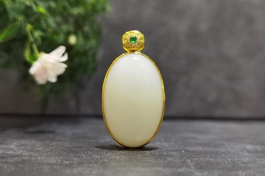 【御珠宫坊】金镶羊脂白玉吊坠 商品图2
