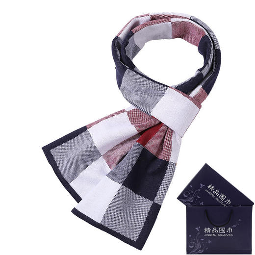 【男士围巾】-秋冬男士加厚保暖经典格子百搭商务针织仿羊绒围脖 商品图0