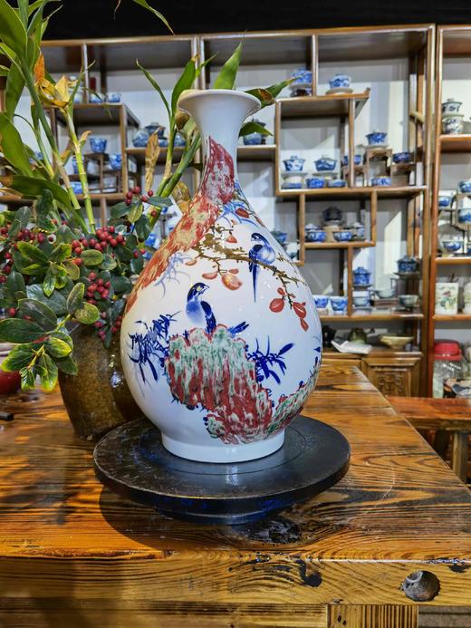 曹细毛：青花釉里红<鸿运当头>玉壶春瓶 商品图0