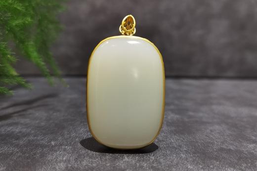 【御珠宫坊】金镶羊脂白玉无事牌 商品图1