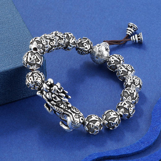 子佩集S990银【真言貔貅】手串【HC31088】(约74g)仿古手链2201 商品图4