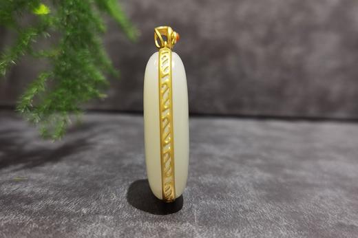 【御珠宫坊】金镶羊脂白玉无事牌 商品图2