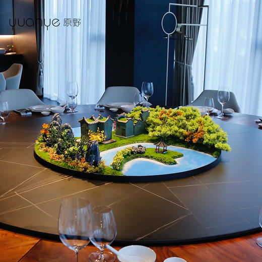 酒店餐桌花摆花新中式高端仿真花圆桌装饰花摆设件餐厅转盘微景观 商品图0