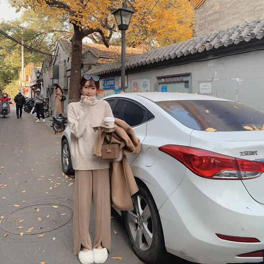 金蘑菇菇【舒芙蕾登机套装】好打理的羊毛～披个外套出门针织套装 商品图3