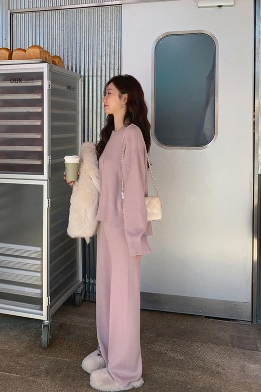 金蘑菇菇【舒芙蕾登机套装】好打理的羊毛～披个外套出门针织套装 商品图4