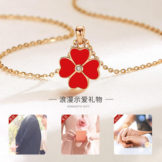 Winy999足银恋心四叶草项链送女友闺蜜节日生日礼物 商品图10