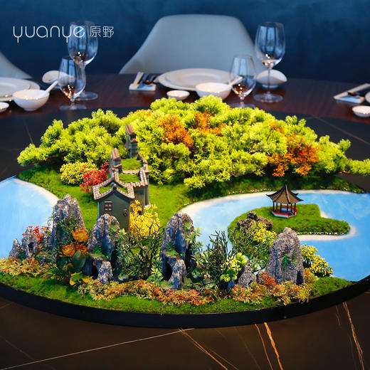 酒店餐桌花摆花新中式高端仿真花圆桌装饰花摆设件餐厅转盘微景观 商品图2