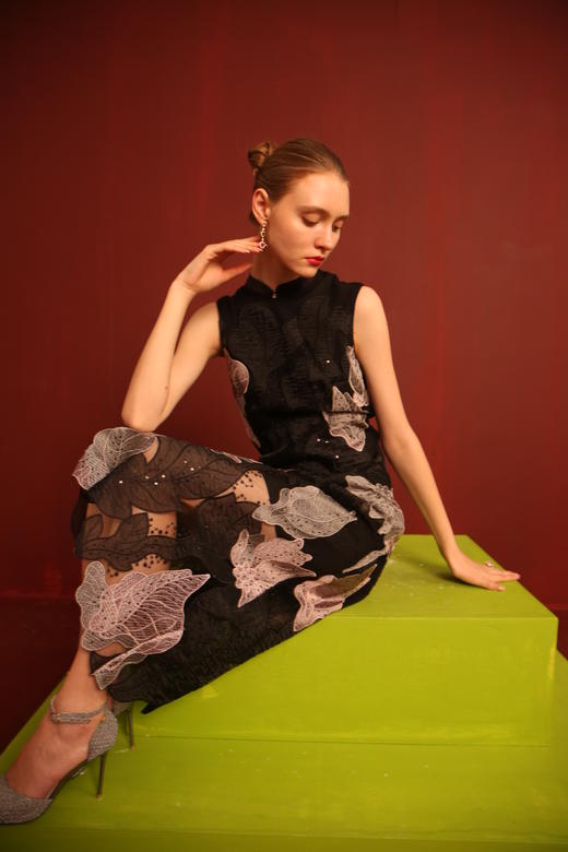 9C-【伯妮斯茵】舒适优雅十样锦立体刺绣连衣裙 1S4078 商品图7