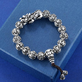 子佩集S990银【真言貔貅】手串【HC31088】(约74g)仿古手链2201