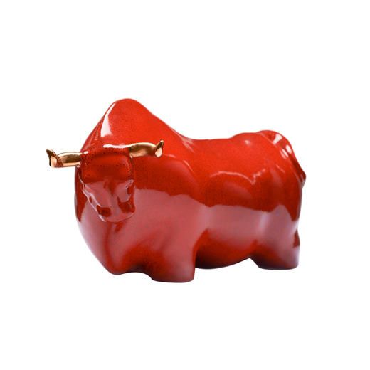 醍醐瓷·金牛聚福 景德镇陶瓷名家金牦牛角摆件礼盒 室内装饰乔迁开业男士送礼领导礼物 原创设计 商品图5