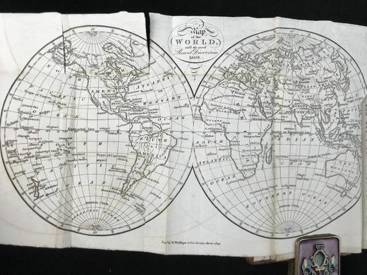 1808年 地理学语法 6幅原品版画插图与展开地图 全真皮精装64开 商品图4