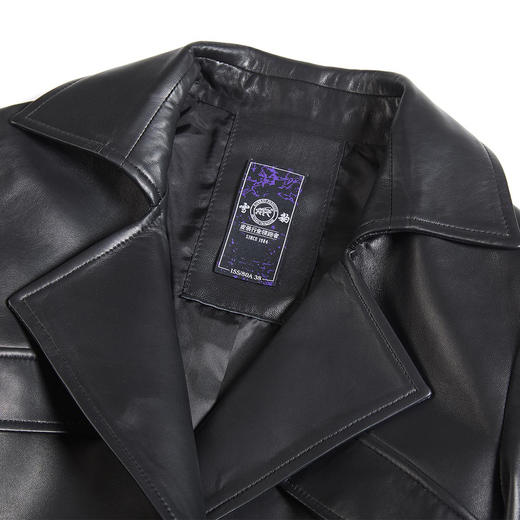 XB021422  雪豹  高街风时尚无涂层绵羊皮真皮皮衣女士风衣 商品图3