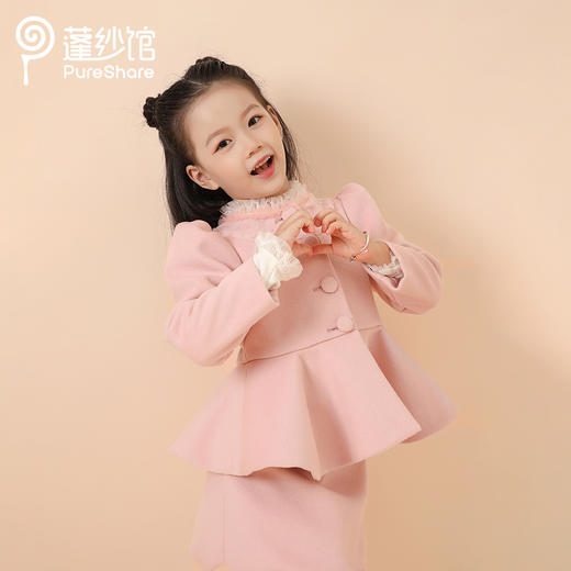 非质量问题不退换哦~PureShare女童公主裙新款时髦加厚毛呢秋冬款连衣裙-芙蓉外套 商品图4