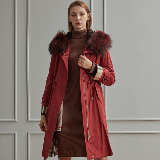 JM007瑟俪（帽子有点变色 咨询客服）高贵风衣皮草个性保暖派克服 商品图1