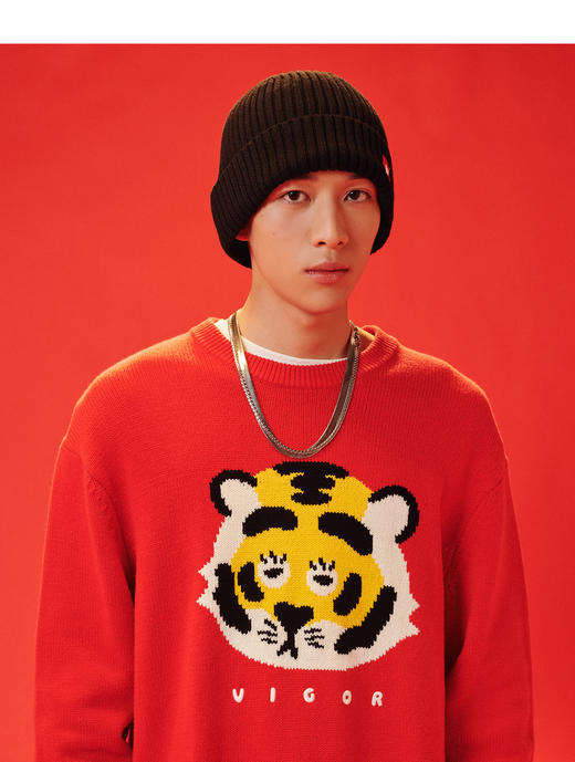 太平鸟男装 2022萌虎系列时尚潮流毛套衫男B2EBC1136 商品图2