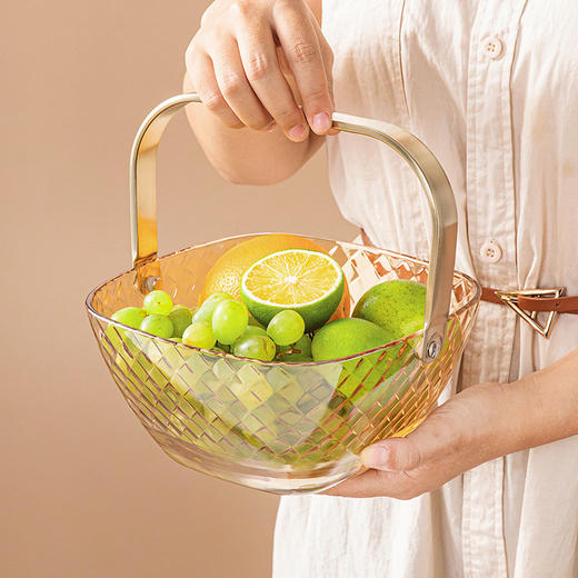 思依不锈钢9寸提手菱形果盘轻奢风小精致玻璃客厅家用北欧创意 商品图0