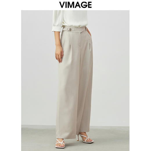 VIMAGE纬漫纪春季新款修身显瘦百搭高腰直筒西装裤子休闲裤V1705307 商品图2