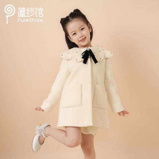 非质量问题不退换哦~PureShare女童公主裙2021新款时髦加厚毛呢秋冬款连衣裙-云朵外套 商品图4