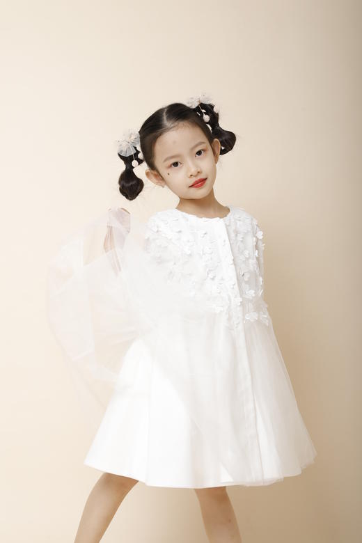 非质量问题不退换哦~PureShare女童公主裙2021新款时髦秋冬款连衣裙-白茉莉 商品图2