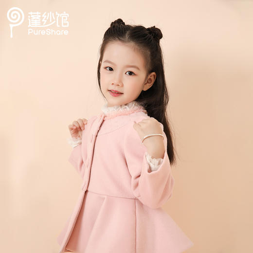 非质量问题不退换哦~PureShare女童公主裙新款时髦加厚毛呢秋冬款连衣裙-芙蓉外套 商品图3