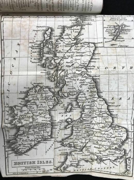 1808年 地理学语法 6幅原品版画插图与展开地图 全真皮精装64开 商品图6