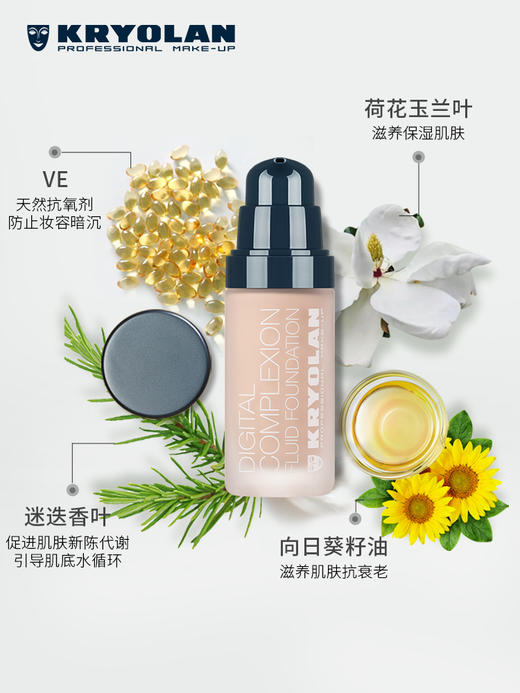 KRYOLAN德国面具魅影高清粉底液 歌剧魅影控油持久遮瑕不脱妆 商品图3