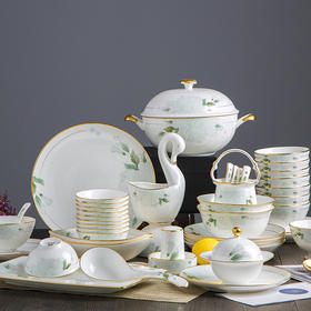 自然醒绿罗裳60件骨瓷餐具套装TXTX