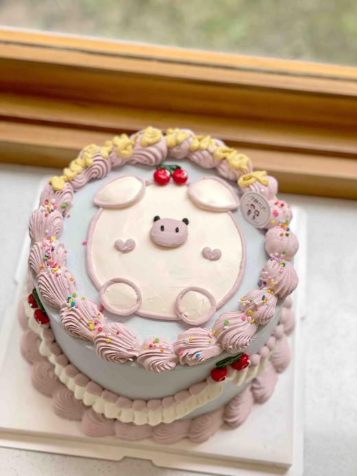 手绘猪猪奶油蛋糕 下单前请仔细阅读商品详情 商品图0
