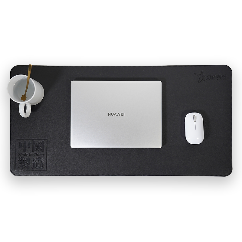 原创“中国制造，红潮公社”双面皮革电脑鼠标垫键盘垫-自留