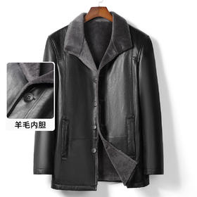 6901876287509  梦特娇MONTAGUT  法国梦特娇皮毛一体立翻领男士皮衣男真皮  4XL【磨损，污渍等】