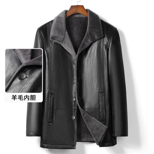 6901876287509  梦特娇MONTAGUT  法国梦特娇皮毛一体立翻领男士皮衣男真皮  4XL【磨损，污渍等】 商品图0