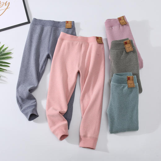 儿童双层条纹小棉裤 发热纤维秋冬保暖条纹双层加厚 商品图0