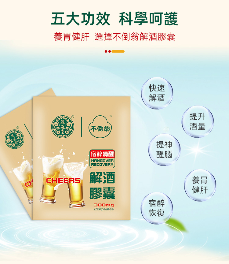 【预售款】熊延堂 不倒翁系列 解酒胶囊4粒装 2粒/袋*2袋/盒 加班熬夜