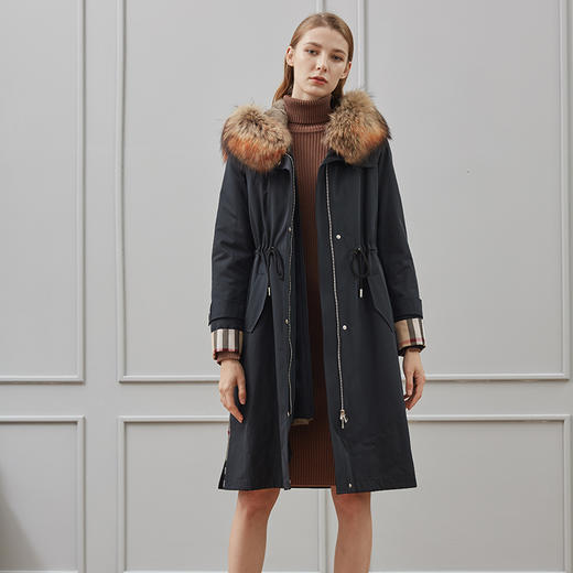 JM007瑟俪（帽子有点变色 咨询客服）高贵风衣皮草个性保暖派克服 商品图0