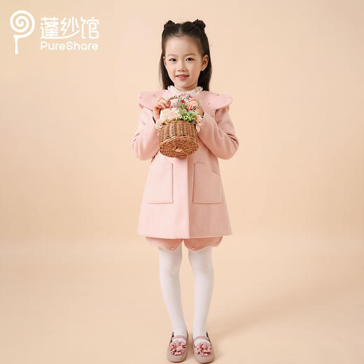 非质量问题不退换哦~PureShare女童公主裙2021新款时髦加厚毛呢秋冬款连衣裙-云朵外套 商品图2