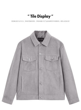 太平鸟男装 多啦A梦青年仿麂皮翻领夹克潮B1BCC1334