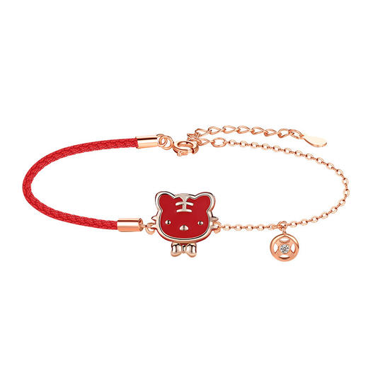 【如虎添亿 虎年生肖礼】虎年生肖纯银手链感温变色国潮萌虎手饰本命年解太岁红绳手绳 商品图4