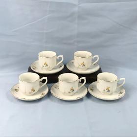 日本Ming白瓷金边西式茶杯套组 5套装 原盒保留 实物见视频