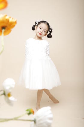 非质量问题不退换哦~PureShare女童公主裙2021新款时髦秋冬款连衣裙-白茉莉