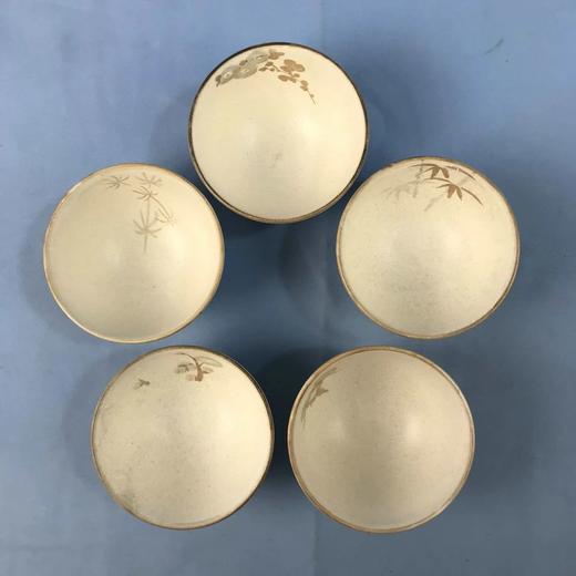 日本橘吉乾山写水墨画茶碗 5枚装 原盒保留 实物见视频 商品图1