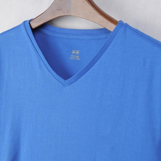 美式休闲 简约百搭 胸前小马标 纯棉V领短袖T恤 加肥加大 特惠 PT-49 商品图5