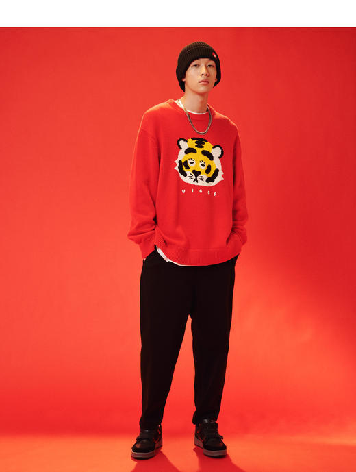 太平鸟男装 2022萌虎系列时尚潮流毛套衫男B2EBC1136 商品图1